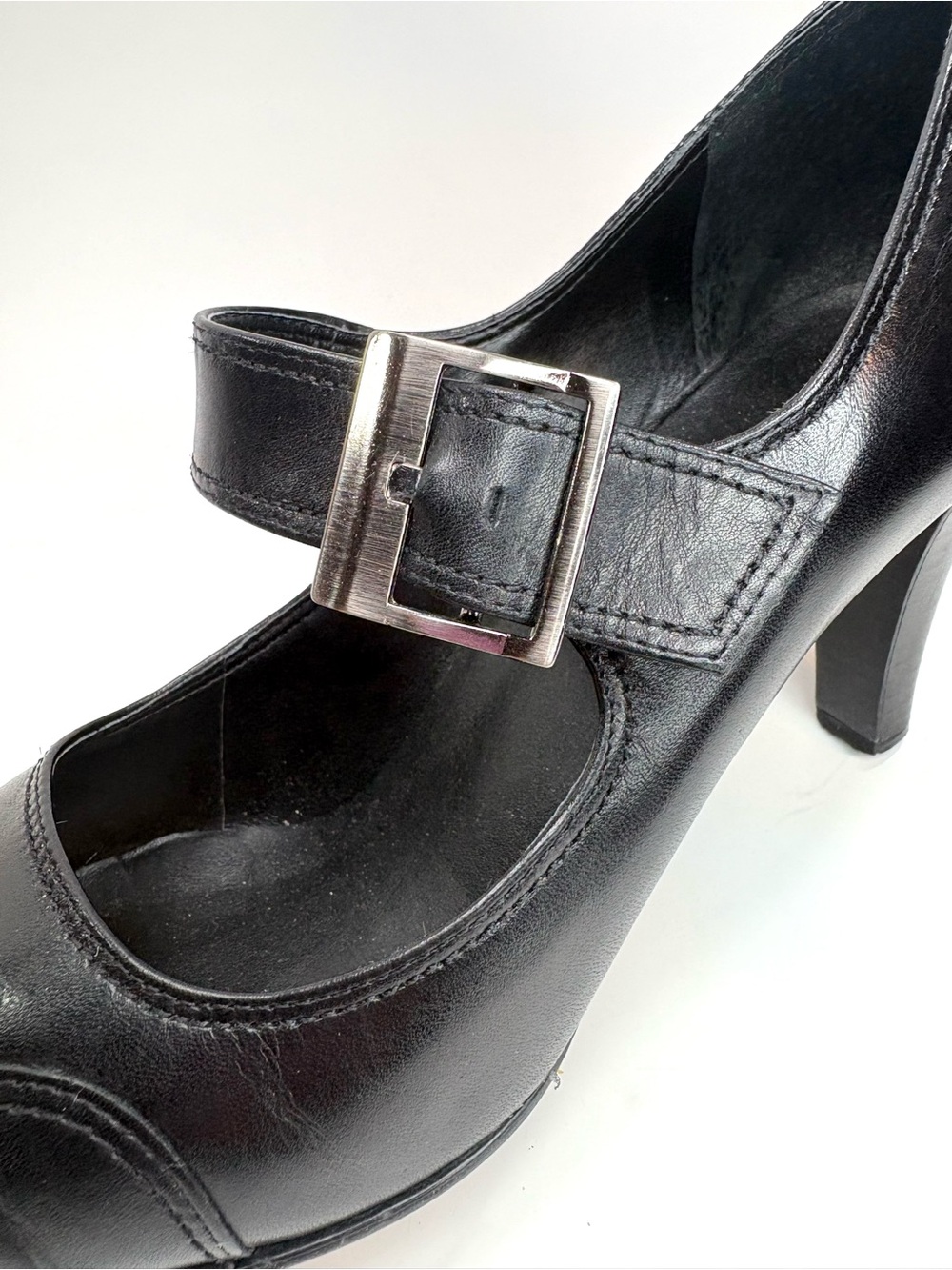 Franco Sarto Black Leather Mary Jane Pumps | 10 - Picture 5 of 9